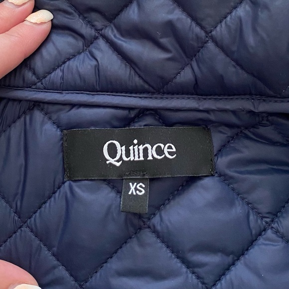 Quince Navy Blue Cropped Water Repellent Featherless Quilted Puffer Jacket Coat - Picture 11 of 12